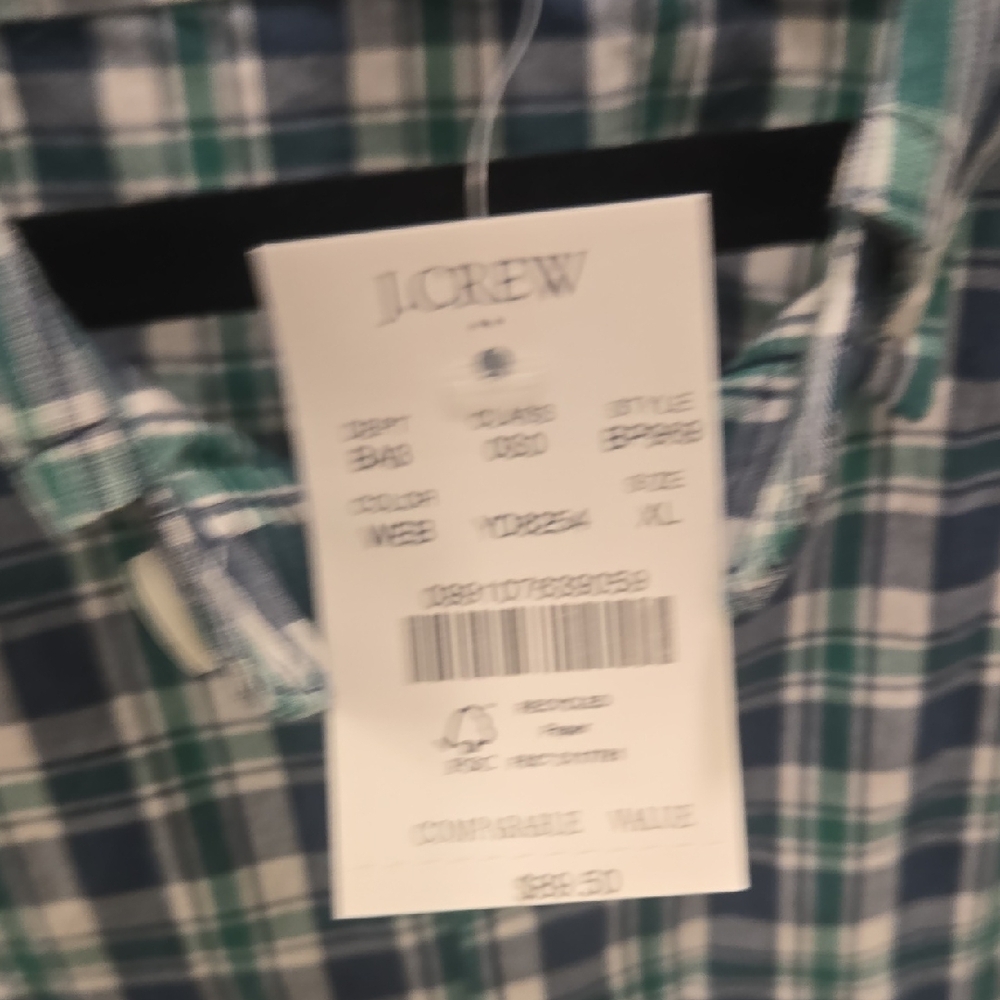 J. Crew Navy and Green Checkered Shirt - Picture 6 of 10